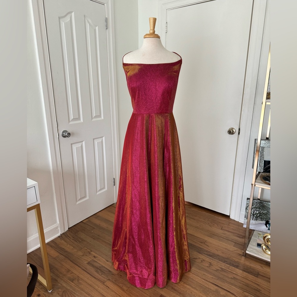 Gorgeous two town Red Green gown, very stretch, corset back, XL 2XL